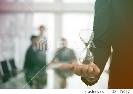 Photo Gradient Style with Business Man Hour Glass Time 32335037