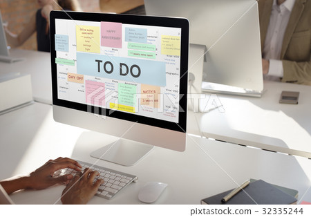 Network connection graphic overlay background on computer screen 32335244