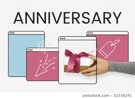 Illustration of anniversary celebration surprise interface 32336241