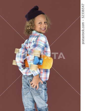 Little Boy Smiling Happiness Skateboard Sport Portrait 32336547