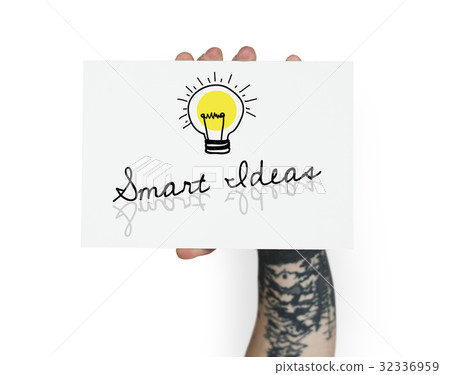 Hand holding banner network graphic overlay 32336959