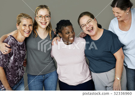 Happiness group of girlfriends smiling and huddle together 32336960