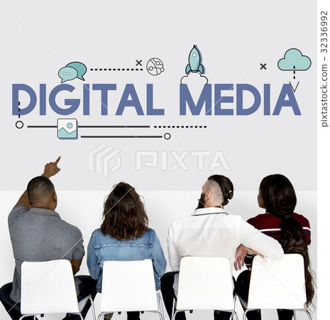 Group of people and digital social concept Group of people and digital social concept 32336992