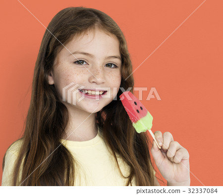 A happiness girl with an ice cream A happiness girl with an ice cream 32337084