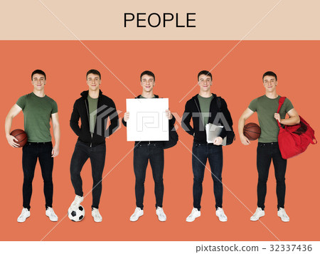 Young Adult Man Sport Player Studio Portrait Isolated 32337436