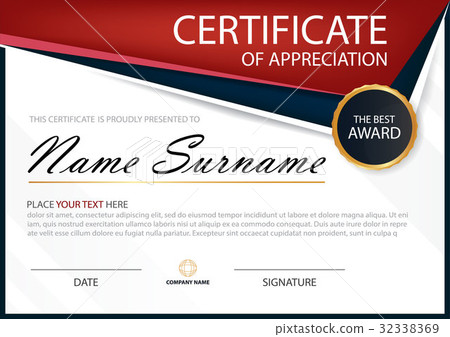 Red Elegance horizontal certificate with Vector 32338369