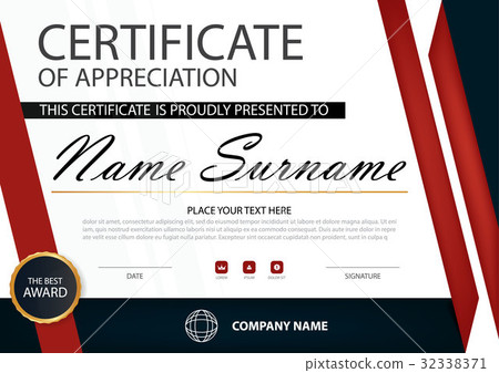 Red Elegance horizontal certificate with Vector 32338371