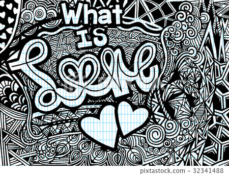 zentangle background, vintage style for Valentine 32341488