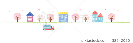 材料 - 可愛的房子和汽車3(春天風景)紋理 材料 - 可愛的房子和汽車3(春天風景)紋理 32342030