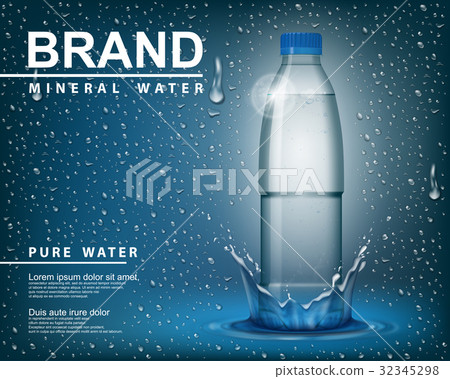 Pure mineral water ad, Transparent shine plastic 32345298