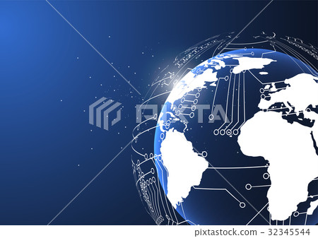 Global network connection. World map point Global network connection. World map point 32345544