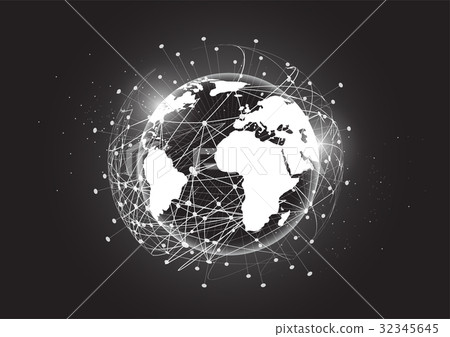 Global network connection. World map point Global network connection. World map point 32345645