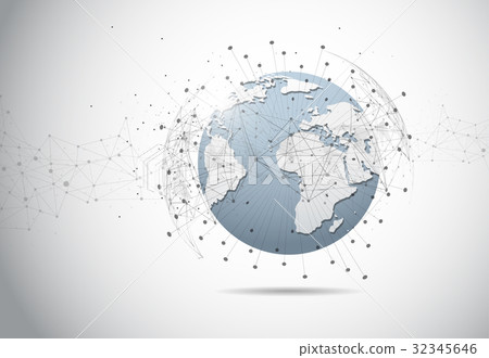 Global network connection. World map point Global network connection. World map point 32345646