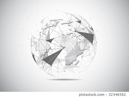Global network connection. World map point Global network connection. World map point 32346562