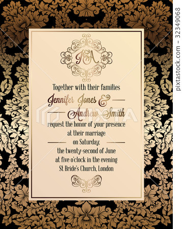 Vintage baroque style wedding invitation card Vintage baroque style wedding invitation card 32349068