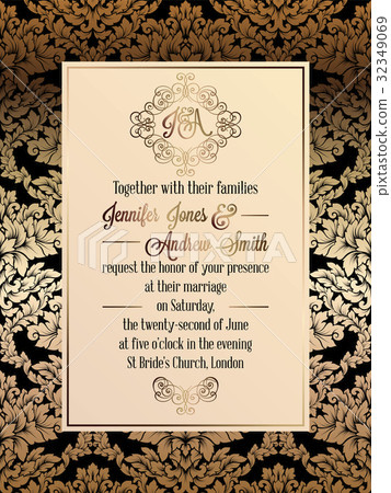 Vintage baroque style wedding invitation card 32349069