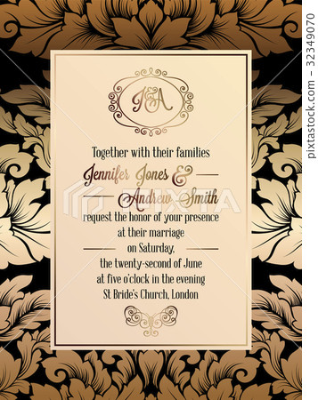 Vintage baroque style wedding invitation card 32349070