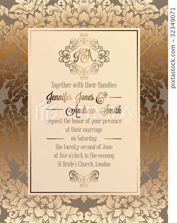 Vintage baroque style wedding invitation card 32349071