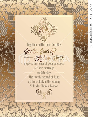 Vintage baroque style wedding invitation card Vintage baroque style wedding invitation card 32349072