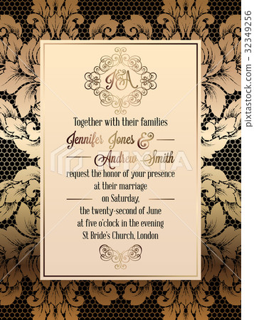 Vintage baroque style wedding invitation card Vintage baroque style wedding invitation card 32349256