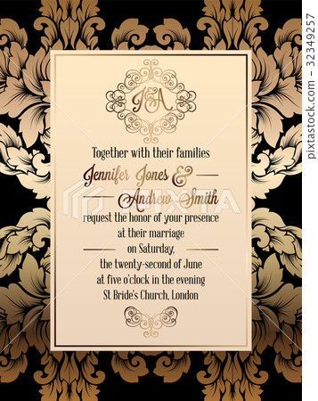 Vintage baroque style wedding invitation card Vintage baroque style wedding invitation card 32349257