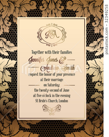 Vintage baroque style wedding invitation card Vintage baroque style wedding invitation card 32349258