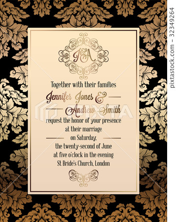 Vintage baroque style wedding invitation card 32349264