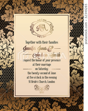 Vintage baroque style wedding invitation card 32349265