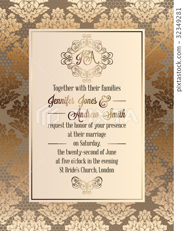 Vintage baroque style wedding invitation card 32349281
