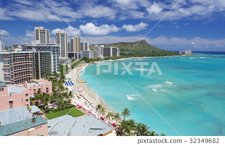 Hawaiian scenery (Waikiki Beach) - Stock Photo [32349682] - PIXTA