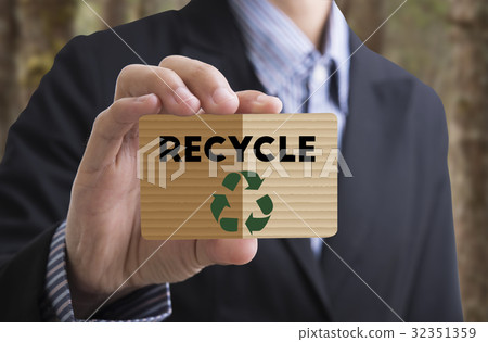 holding card message recycle, reduce, reuse holding card message recycle, reduce, reuse 32351359