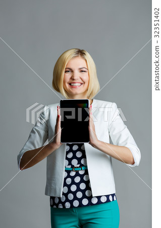 Woman on clean gray background 32351402