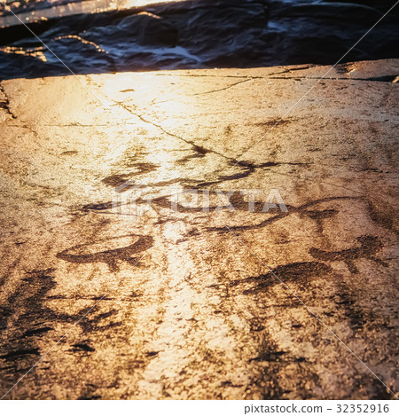 Petroglyphs At Sunset 32352916