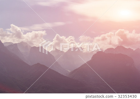 view of idyllic summer landscape in the Alps 32353430