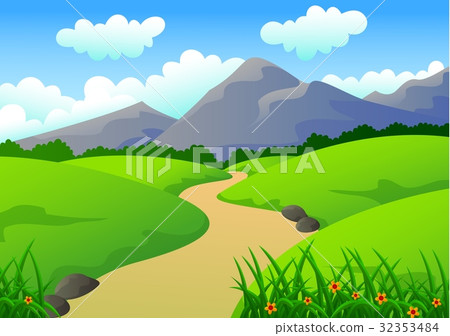 Beautiful Green Desert and mountain Landscape 32353484
