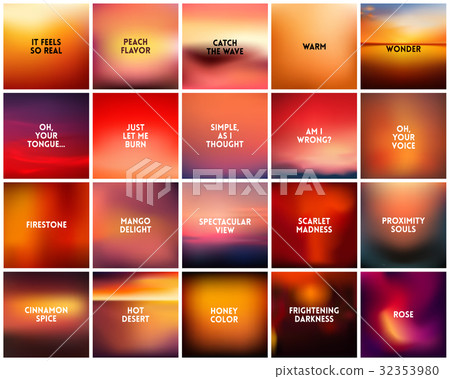 BIG set of 20 square blurred nature orange red 32353980