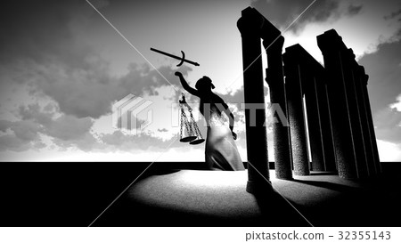 Broken lady of justice 3d rendering 32355143