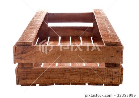 Empty wooden box isolated on white background Empty wooden box isolated on white background 32355999