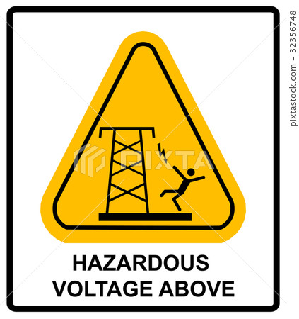 Hazardous voltage above. Vector warning banner 32356748