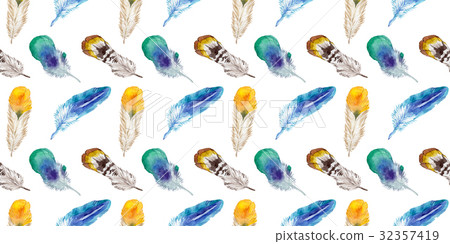 Watercolor bird feather from wing isolated. Watercolor bird feather from wing isolated. 32357419