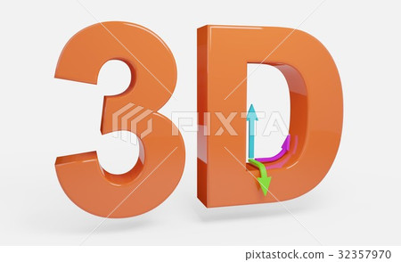 3D text orange with arrows illustration isolated 32357970