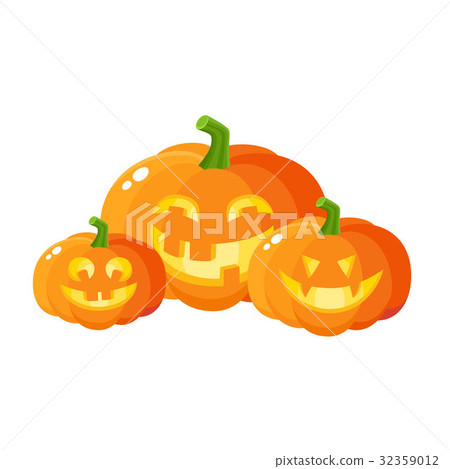 Three smiling, laughing, grinning pumpkin jack-o Three smiling, laughing, grinning pumpkin jack-o 32359012