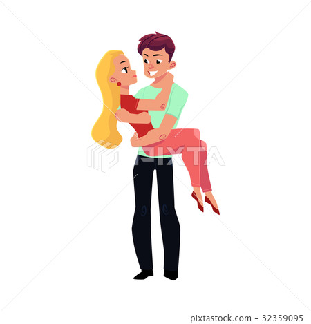 Happy loving couple, boyfriend, man holding 32359095
