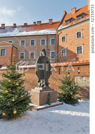 Statue of Pope John Paul II. Wawel, Krakow, Poland 32359733