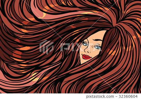 Beautiful girl with long hair left background 32360604