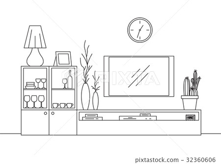 Bookcase, dresser with TV and shelves. 32360606