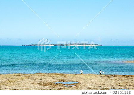 沖繩（7月夏天藍色海藍天Hamahigajima） 32361158