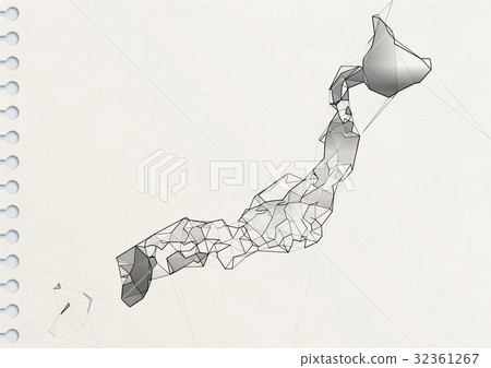 在紙上繪製的藝術日本地圖 32361267