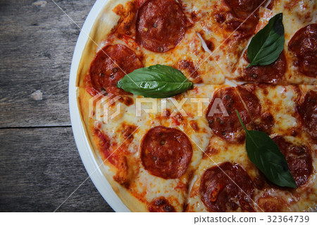 pepperoni pizza on wood pepperoni pizza on wood 32364739