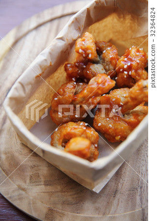 Buffalo wings on wood background 32364824